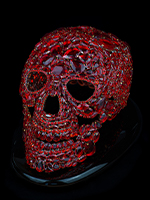 Red Artistic red skull made from intricately placed rhinestones