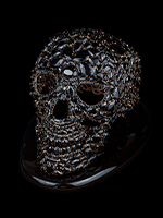 Black Black rhinestone skull with fine gemstone-inspired detailing