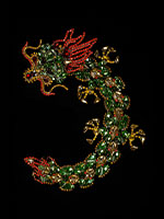 rhinestones elegant chinese dragon brooch green