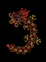 rhinestones elegant chinese dragon brooch red