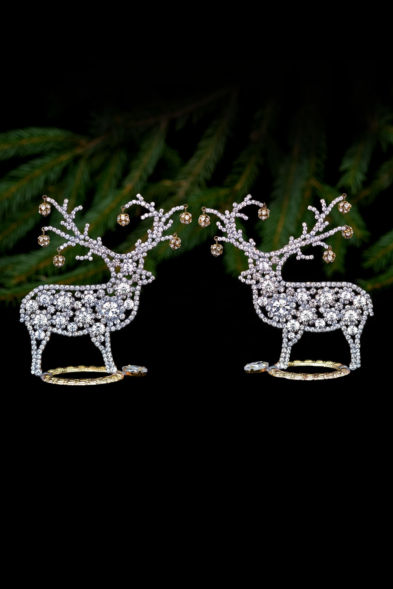 Reindeers with adorensed antlers - decorating for christmas