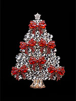 red ribbon rhinestones christmas tree