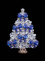 blue ribbon rhinestones christmas tree