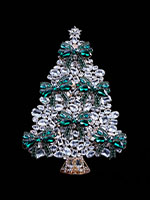 green ribbon rhinestones christmas tree