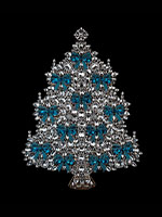 Rhinestone Christmas Tree with Blue Bows