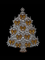 Rhinestone Christmas Tree with Gold Bows