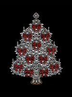 Rhinestone Christmas Tree with Red Bows