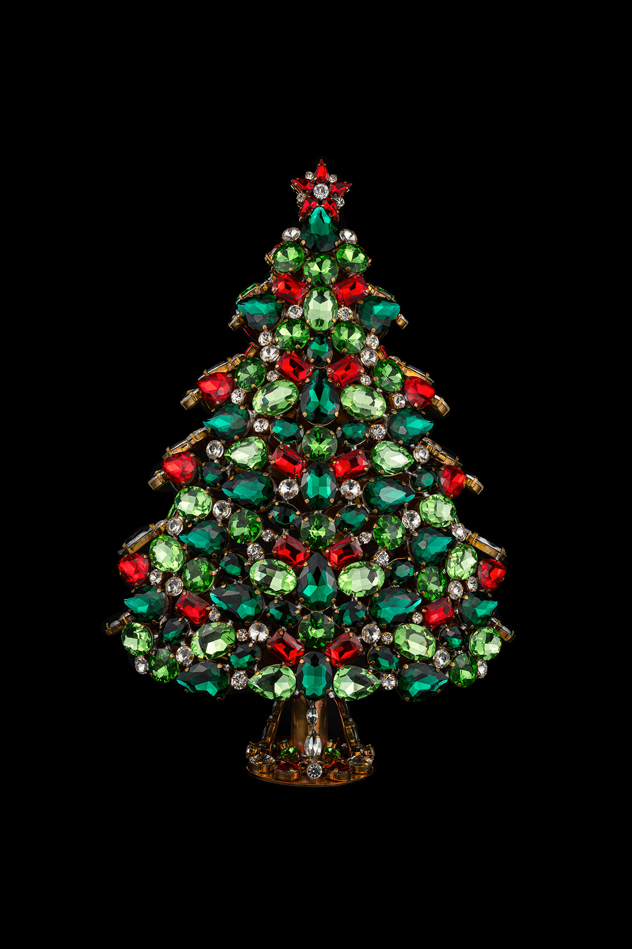 3D tabletop Christmas tree handcrafted with colored  rhinestones