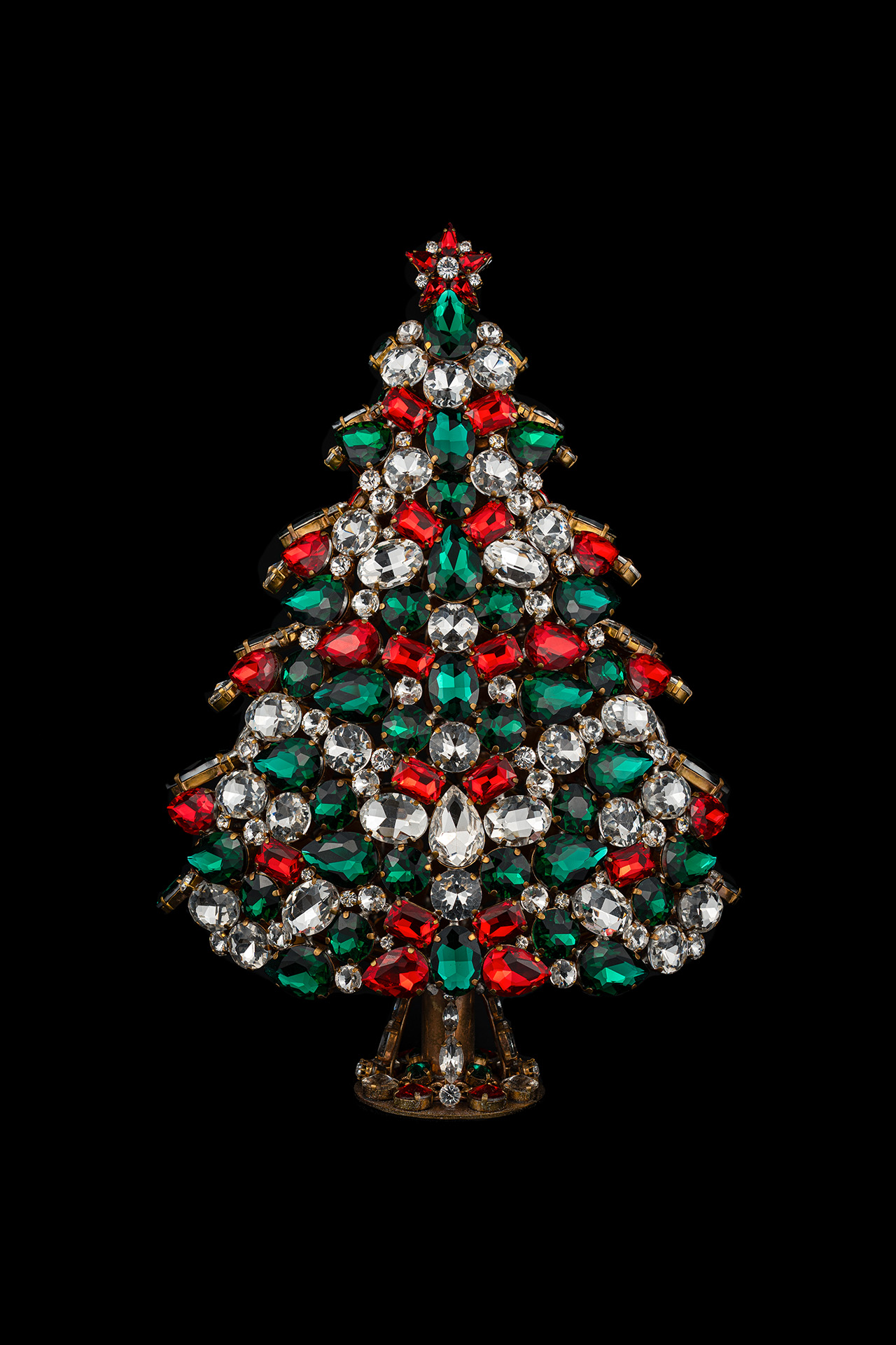 3D Christmas tree handcrafted from festive colors rhinestones