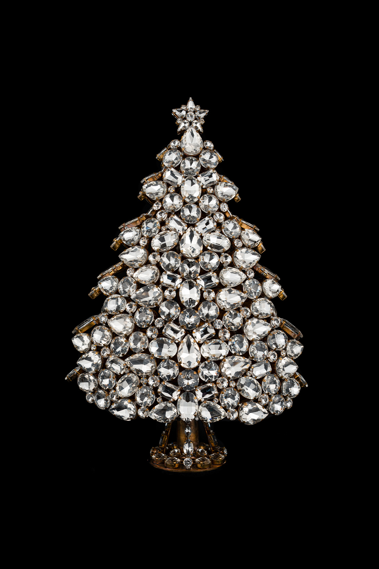 3D tabletop Christmas tree handcrafted with clear  rhinestones