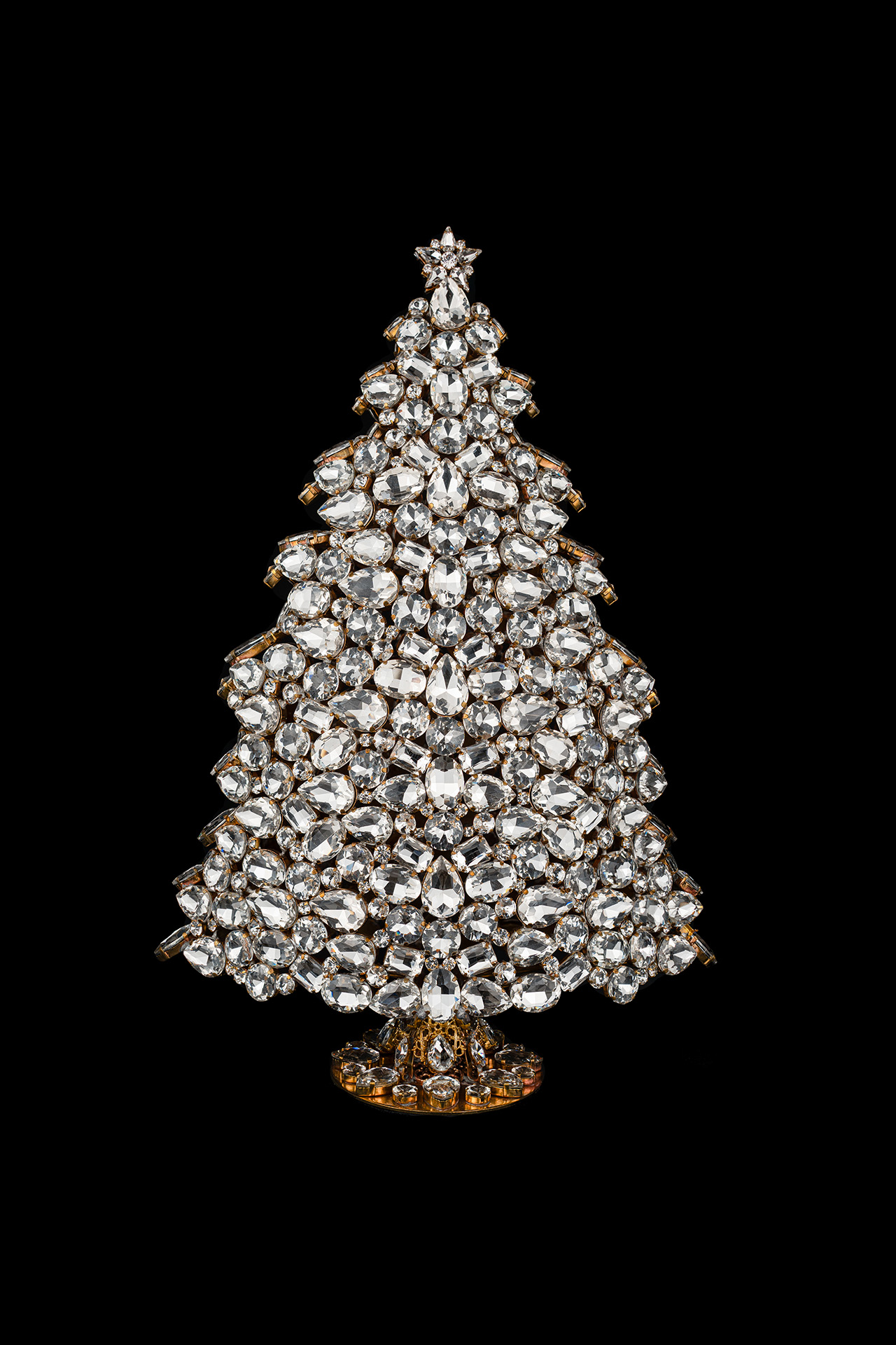 Handmade Czech 3D rhinestones Christmas tree - clear