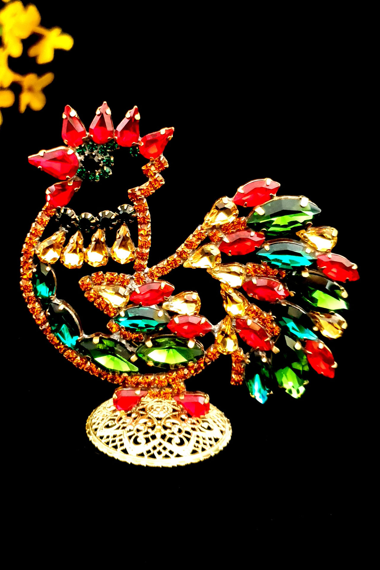 Multi-coloured rhinestone Easter Rooster, Easter decoration
