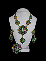 Green earrings, brooch & necklace set Atec Sun