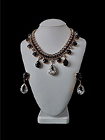 black raindrops customized necklace and earring jewelry set