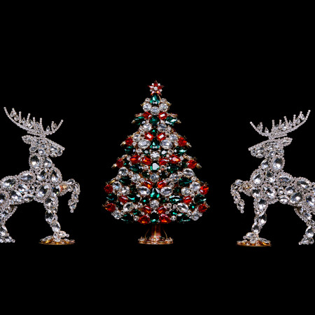Czech handmade set of 3D Christmas Tree and twoo reindeers.