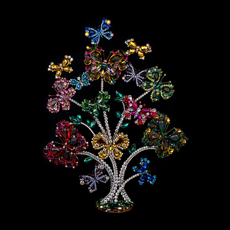 A rhinestones butterfly tree with shimmering rhinestones.