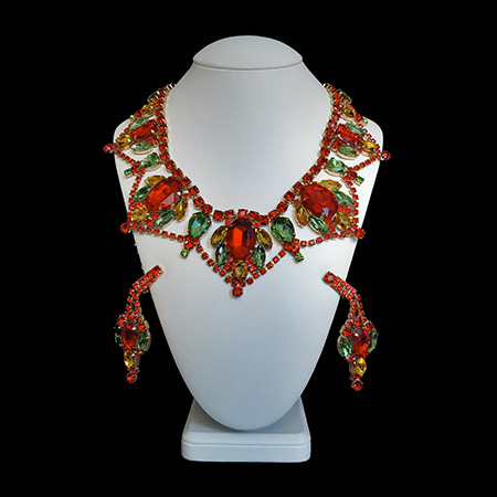 Handmade necklace and earrings set Roxanne - orange.