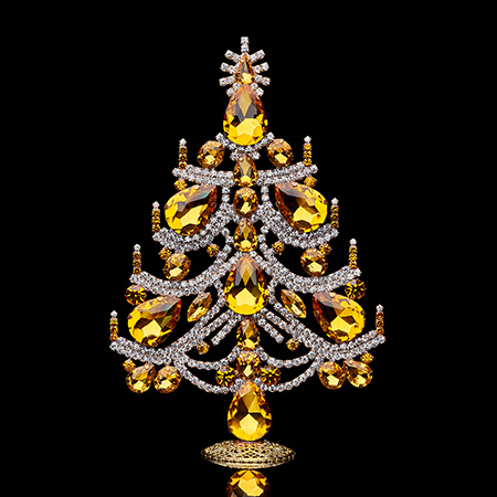Charming Christmas tree handcrafted with yellow rhinestones