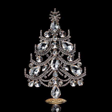 Charming handcrafted Xmas tree - with Christmas crystals ornaments.