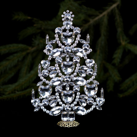 Handcrafted Christmas tree - with crystals ornaments.