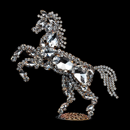 Small horse decor statue made from crystal clear rhinestones.