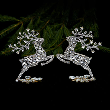 JOTOME Wholesale Clear Crystal Reindeer Hape Brooches,10 Pieces