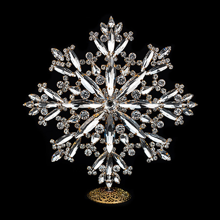Sparkling rhinestone snowflake tabletop decoration.