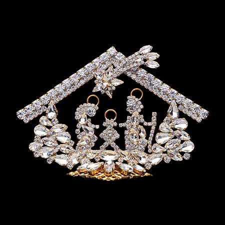 Handmade Sparkling Soul Nativity scene with dazzling clear crystals.