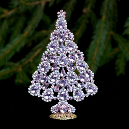 Splendid handmade Czech Christmas tree - with light pink crystals